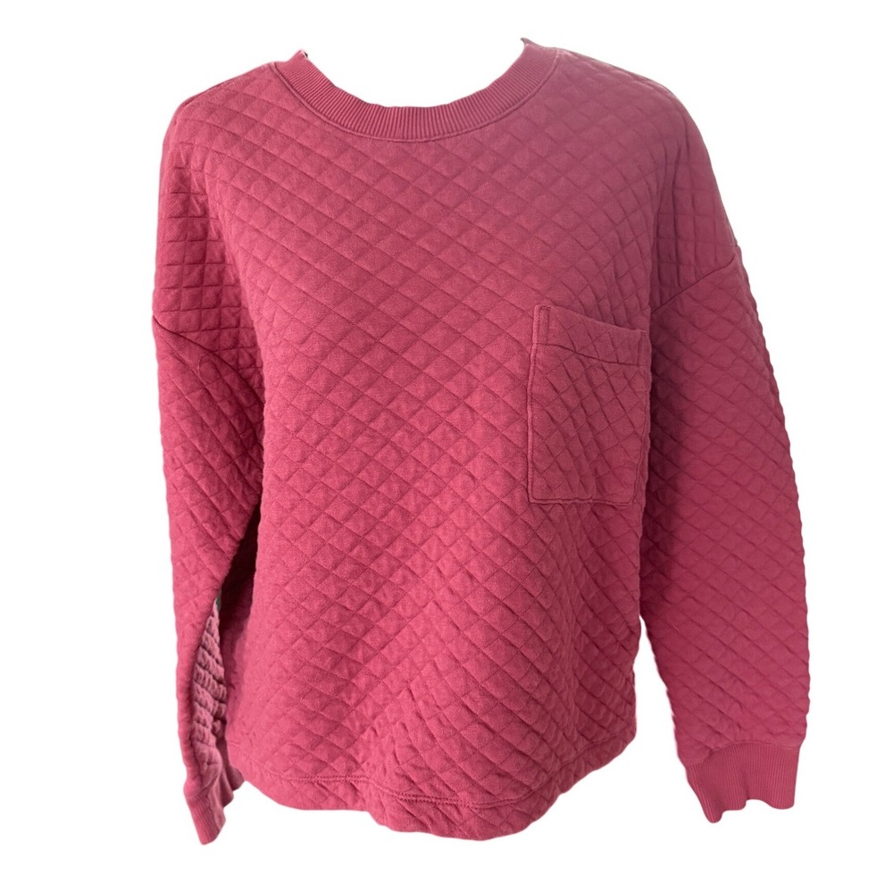 Banana Republic Pink Quilted Pullover Sweatshirt Womens Medium Diamond Stitch